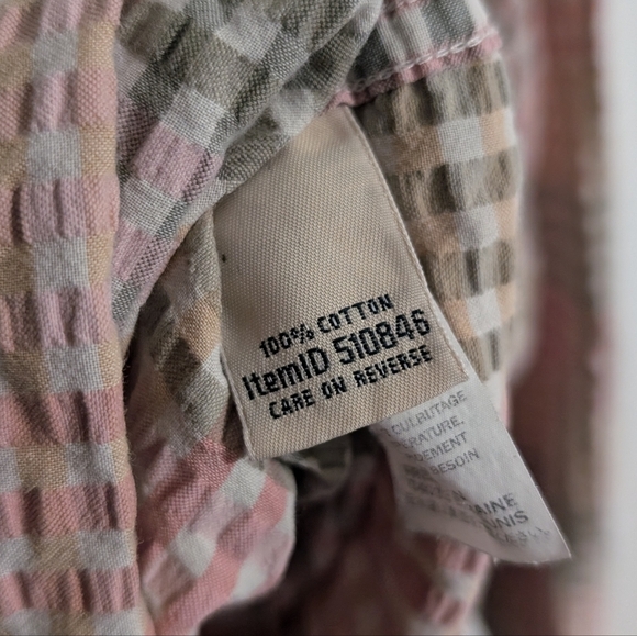 L.L. Bean Womens Top Vacationland Seersucker Long Sleeve Button Down Medium - Picture 4 of 4